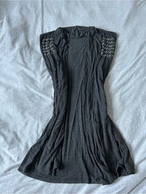 Black Sleeveless Stud-Accent Cardigan